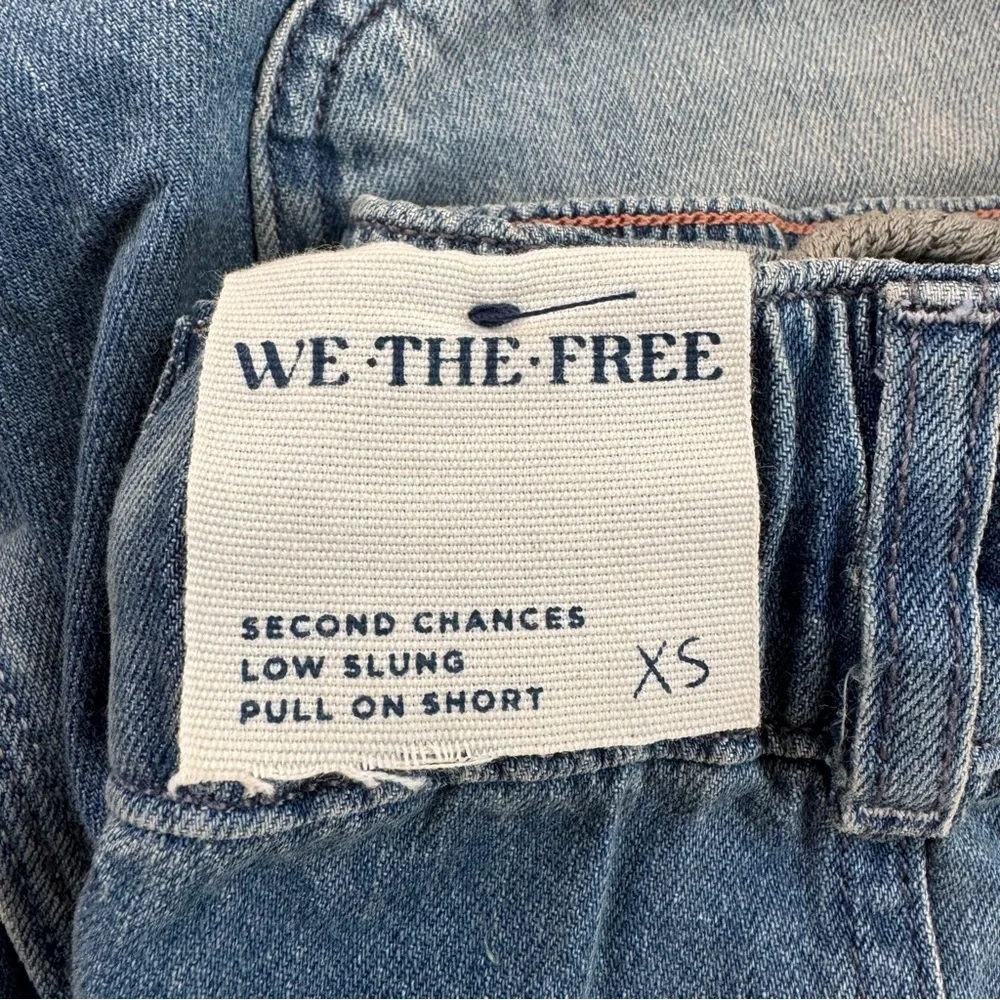 NWT Free People We The Free Second Chances Drawstring Jean Shorts Blue XS